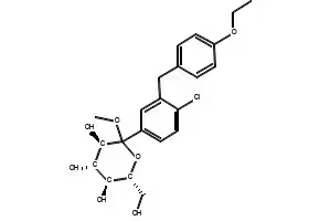 D-Glucopyranoside, methyl 1-C-[4-chloro-3-[[4-[[(3R)-tetrahydro-3-furanyl]oxy]phenyl]methyl]phenyl]- structure, CAS 915095-95-3