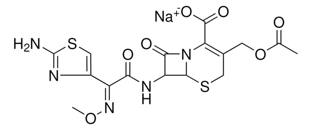 sodium (6R,7R)-7-[[2-(2-amino-1,3-thiazol-4-yl)-2-methoxyimino-acetyl] amino]-8-oxo-3-[(2S)-oxolan-2-yl]-5-thia-1-azabicyclo[4.2.0]oct-2-ene- 2-carboxylate structure, CAS 141195-77-9