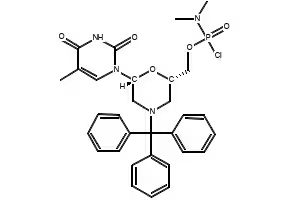 N,N-Dimethyl-phosphoramidochloridic acid [(2S,6R)-6-(3,4-dihydro-5-methyl-2,4-dioxo-1(2H)-pyrimidinyl)-4-(triphenylmethyl)-2-morpholinyl]methyl ester structure, CAS 956139-30-3