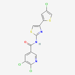 3-Pyridinecarboxamide, 5,6-dichloro-N-[4-(4-chloro-2-thienyl)-2-thiazolyl]- structure, CAS 832087-87-3
