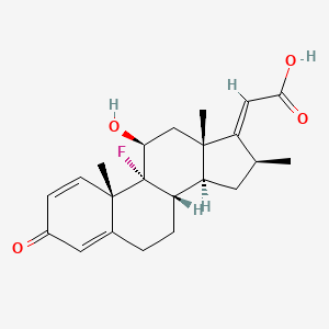 Pregna-1,4,17(20)-trien-21-oic acid, 9-fluoro-11-hydroxy-16-methyl-3-oxo-, (11β,16β,17E)- structure, CAS 2412496-00-3