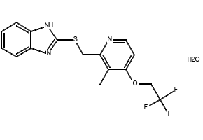 1H-Benzimidazole, 2-[(R)-[[3-methyl-4-(2,2,2-trifluoroethoxy)-2-pyridinyl]methyl]sulfinyl]-, hydrate (2:3) structure, CAS 313640-86-7