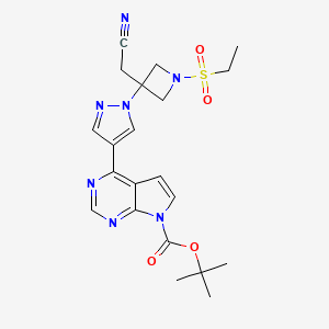 4-[1-[3-(cyanomethyl)-1-(ethylsulfonyl)-3-azetidinyl]-1H-pyrazol-4-yl]-7H-Pyrrolo[2,3-d]pyrimidine-7-carboxylic acid 1,1-dimethylethyl ester structure, CAS 2055723-13-0
