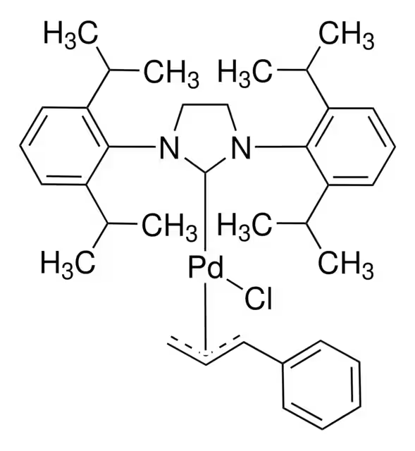 CHLORO[(1,2,3-Η)-3-PHENYL-2-PROPENYL][1,3-BIS(2,6-DI-I-PROPYLPHENYL)-4,5-DIHYDROIMIDAZOL-2-YLIDENE]PALLADIUM(II) structure, CAS 884879-24-7