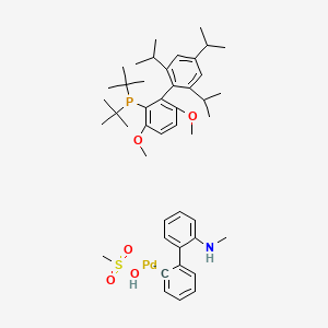 Methanesulfonato(Di-tert-butyl(2',4',6'-triisopropyl-3,6-dimethoxybiphenyl-2-yl)phosphine)(2'-methylamino-1,1'-biphenyl-2-yl)palladium(II) structure, CAS 1980785-05-4