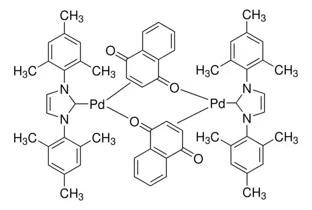 1,3-BIS(2,4,6-TRIMETHYLPHENYL)IMIDAZOL-2-YLIDENE (1,4-NAPHTHOQUINONE)PALLADIUM(0) DIMER structure, CAS 467220-49-1