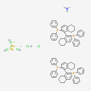 Dimethylammoniumdichlorotri(μ-chloro)bis[(S)-(-)-2,2'-bis(diphenylphosphino)-5,5',6,6',7,7',8,8'-octahydro-1,1'-binaphthyl]diruthenate(II)[NH2Me2][{RuCl((S)-H8-binap)}2(μ-Cl)3]　 structure, CAS 944451-12-1