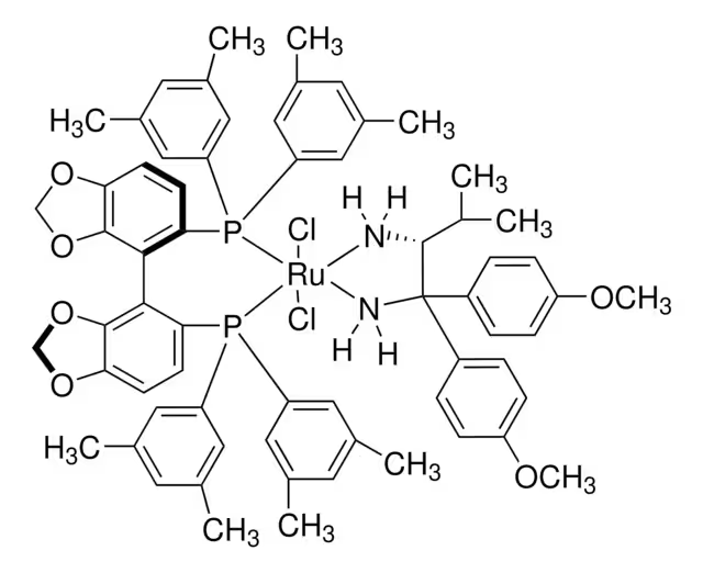 Dichloro{(R)-(+)-5,5'-bis[di(3,5-xylyl)phosphino]-4,4'-bi-1,3-benzodioxole}[(2R)-(-)-1,1-bis(4-methoxyphenyl)-3-methyl-1,2-butanediamine]ruthenium(II) RuCl2[(R)-dm-segphos][(R)-daipen] structure, CAS 944450-43-5