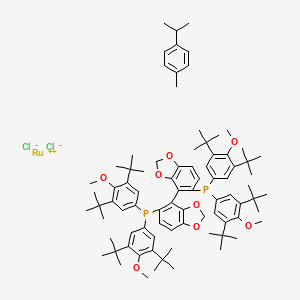 Chloro{(R)-(-)-5,5'-bis[di(3,5-di-t-butyl-4-methoxyphenyl)phosphino]-4,4'-bi-1,3-benzodioxole}(p-cymene)ruthenium(II)chloride[RuCl(p-cymene) ((R)-dtbm-segphos)]Cl　 structure, CAS 944451-32-5