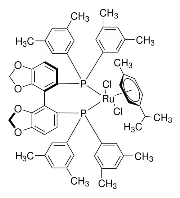Chloro{(R)-(+)-5,5'-bis[di(3,5-xylyl)phosphino]-4,4'-bi-1,3-benzodioxole} (p-cymene)ruthenium(II)chloride[RuCl(p-cymene)((R)-dm-segphos)]Cl　 structure, CAS 944451-30-3