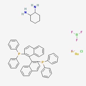 Chloro[(R)-2,2'-bis(diphenylphosphino)-1,1'-binaphthyl][(1R,2R)-cyclohexane-1,2-diamine)]ruthenium(II)tetrafluoroborate structure, CAS 1150112-42-7