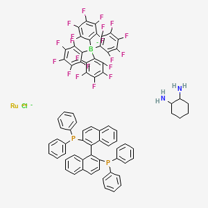 Chloro[(R)-2,2'-bis(diphenylphosphino)-1,1'-binaphthyl][(1R,2R)-cyclohexane-1,2-diamine]ruthenium(II) tetrakis(pentafluorophenyl)borate structure, CAS 1150112-55-2