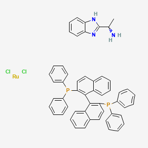 Dichloro[(S)-(-)-2,2'-bis(diphenylphosphino)-1,1'-binaphthyl][(S)-(-)-2-(α-methylmethanamine)-1H-benzimidazole]ruthenium(II) structure, CAS 1443051-87-3