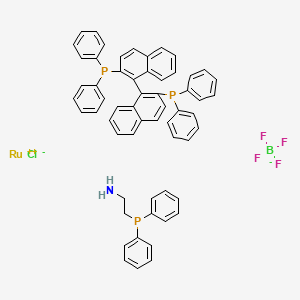 Chloro[(R)-2,2'-bis(diphenylphosphino)-1,1'-binaphthyl][2-(diphenylphosphino)ethanamine]ruthenium(II) tetrafluoroborate, min structure, CAS 1150112-44-9