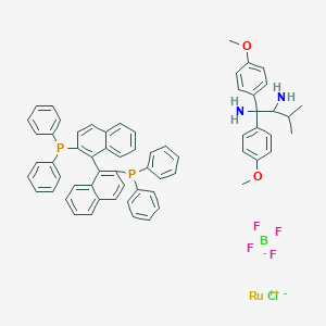 Chloro[(S)-(-)-2,2'-bis[diphenylphosphino]-1,1'-binaphthyl][(S)-1,1-bis(4-methoxyphenyl)-3-methylbutane-1,2-diamine]ruthenium(II) tetrafluoroborate structure, CAS 1150112-86-9