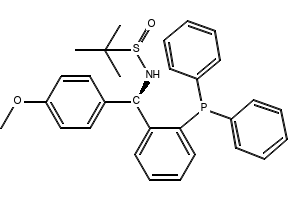 [S(R)]-N-[(R)-[2-(Diphenylphosphino)phenyl](4-methoxyphenyl)methyl]-2-methyl-2-propanesulfinamide structure, CAS 1595319-96-2