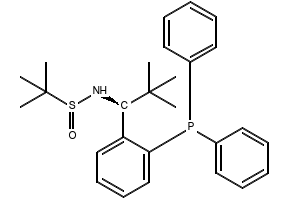 [S(R)]-N-[(1S)-1-[2-(Diphenylphosphino)phenyl]-2,2-dimethylpropyl]-2-methyl-2-propanesulfinamide structure, CAS 1595319-94-0