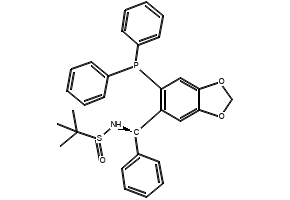 [S(R)]-N-[(R)-[6-(Diphenylphosphino)benzo[d][1,3]dioxol-5-yl]phenylmethyl]-2-methyl-2-propanesulfinamide structure, CAS 2565792-84-7