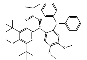 [S(R)]-N-[(R)-(3,5-Di-tert-butyl-4-methoxyphenyl)[2-(diphenylphosphino)-4,5-dimethoxyphenyl]-2-methyl-2-propanesulfinamide structure, CAS 2565792-47-2