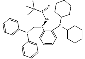 [S(R)]-N-[(1S)-2-(Diphenylphosphino)-1-[2-(dicyclohexylphosphanyl)phenyl]ethyl]-2-methyl-2-propanesulfinamide structure, CAS 2565792-85-8