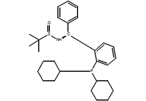 [S(R)]-N-[(S)-[2-(Dicyclohexylphosphino)phenyl]phenylmethyl]-2-methyl-2-propanesulfinamide structure, CAS 1595319-99-5
