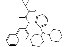 [S(R)]-N-[(S)-[2-(Dicyclohexylphosphino)phenyl]-2-naphthalenylmethyl]-N,2-dimethyl-2-propanesulfinamide structure, CAS 2565792-44-9