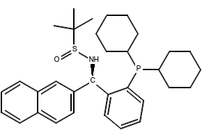 [S(R)]-N-[(R)-[2-(Dicyclohexylphosphino)phenyl]-2-naphthalenylmethyl]-2-dimethyl-2-propanesulfinamide structure, CAS 2565792-53-0