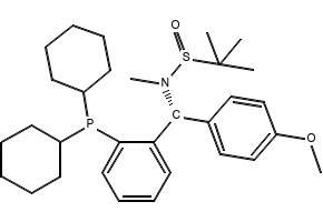 [S(R)]-N-[(S)-[2-(Dicyclohexylphosphanyl)phenyl](4-methoxyphenyl)methyl]-N,2-dimethyl-2-propanesulfinamide structure, CAS 2565792-82-5