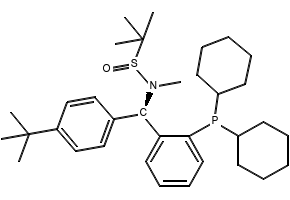 [S(R)]-N-[(R)-[2-(Dicyclohexylphosphanyl)phenyl](4-(tert-butyl)phenyl)methyl]-N,2-dimethyl-2-propanesulfinamide structure, CAS 2565792-61-0