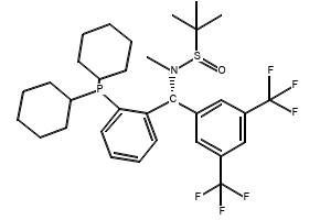 [S(R)]-N-[(R)-3,5-Bis(trifluoromethyl)phenyl][2-(dicyclohexylphosphanyl)phenyl]-N,2-dimethyl-2-propanesulfinamide structure, CAS 2565792-86-9