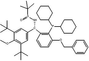 [S(R)]-N-[(S)-[3,5-Di-tert-butyl-4-methoxyphenyl][(3-benzyloxy-2-(dicyclohexylphosphino)phenyl)methyl]-2-methyl-2-propanesulfinamide structure, CAS 2565792-48-3