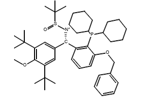 [S(R)]-N-[(S)-[3,5-Di-tert-butyl-4-methoxyphenyl][(3-benzyloxy-2-(dicyclohexylphosphino)phenyl)methyl]-N,2-dimethyl-2-propanesulfinamide structure, CAS 2565792-24-5