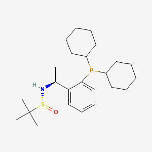 [S(R)]-N-((1S)-1-(2-(Dicyclohexylphosphino)phenyl)ethyl)-2-methyl-2-propanesulfinamide structure, CAS 2A-2194244