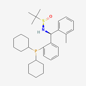 [S(R)]-N-[(S)-(2-Methylphenyl)[2-(dicyclohexylphosphino)phenyl]methyl]-2-methyl-2-propanesulfinamide structure, CAS 2A-2194247