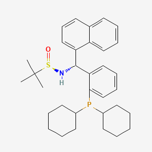 [S(R)]-N-[(R)-[2-(Dicyclohexylphosphino)phenyl]-1-naphthalenylmethyl]-2-methyl-2-propanesulfinamide structure, CAS 2A-2194254
