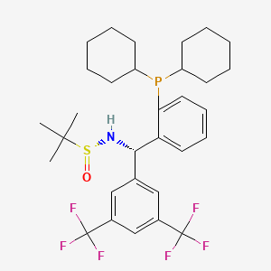 [S(R)]-N-[(S)-3,5-(Bis(trifluoromethyl)phenyl][2-(dicyclohexylphosphino)phenyl]methyl]-2-methyl-2-propanesulfinamide structure, CAS 2A-2194260