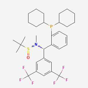 (R)-N-((S)-(2-(dicyclohexylphosphino)phenyl)(2,4,6-triisopropylphenyl)methyl)-N,2-dimethyl-2-propanesulfinamide structure, CAS 2A-2194280