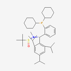 [S(R)]-N-((S)-(2-(Dicyclohexylphosphino)phenyl)(2,4,6-triisopropylphenyl)methyl)-N,2-dimethyl-2-propanesulfinamide structure, CAS 2A-2194282
