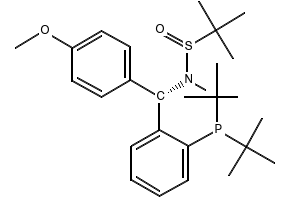 [S(R)]-N-((S)-(2-(Di-tert-butylphosphino)phenyl)(5,6,7,8-tetrahydro-5,5,8,8-tetramethyl-2-naphthalenyl)methyl]-N,2-dimethyl-2-propanesulfinamide structure, CAS 2561513-58-2