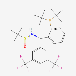 [S(R)]-N-[(S)-3,5-Bis(trifluoromethyl)phenyl)[2-(di-tert-butylphosphino)phenyl]methyl]-2-methyl-2-propanesulfinamide structure, CAS 2A-2194363