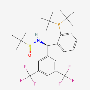 [S(R)]-N-[(R)-3,5-Bis(trifluoromethyl)phenyl)[2-(di-tert-butylphosphino)phenyl]methyl]-2-methyl-2-propanesulfinamide structure, CAS 2A-2194364