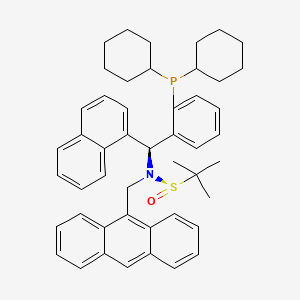 [S(R)]-N-(anthracen-9-ylmethyl)-N-((S)-(2-(dicyclohexylphosphanyl)phenyl)(naphthalen-1-yl)methyl)-2-methylpropane-2-sulfinamide structure, CAS 2A-2194395