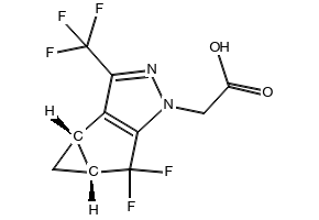 1H-Cyclopropa[3,4]cyclopenta[1,2-c]pyrazole-1-acetic acid, 5,5-difluoro-3b,4,4a,5-tetrahydro-3-(trifluoromethyl)-, (3bS,4aR)- structure, CAS 1620056-83-8