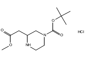 tert-Butyl 3-(2-methoxy-2-oxoethyl)piperazine-1-carboxylate hydrochloride structure, CAS 1858241-30-1