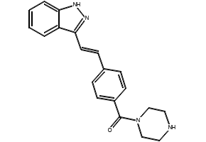 [4-[2-(1H-Indazol-3-yl)ethenyl]phenyl]-1-piperazinylmethanone structure, CAS 1000669-72-6