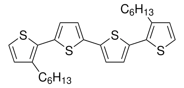 α,ω-Dihexylquaterthiophene, 5,5μ-Bis(3-hexyl-2-thienyl)-2,2μ-bithiophene, DH-4T structure, CAS 132814-91-6