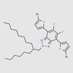 4,7-bis(5-bromothiophen-2-yl)-5,6-difluoro-2-(2-hexyldecyl)-2H-benzo[d][1,2,3]triazole structure, CAS 1887135-96-7
