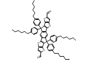 6,6,12,12-Tetrakis(4-hexylphenyl)-6,12-dihydrodithieno[2,3-d:2',3'-d']-s-indaceno[1,2-b:5,6-b']dithiophene-2,8-dicarboxaldehyde structure, CAS 1878125-76-8