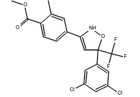 4-[5-(3,5-dichloro-phenyl)-5-trifluoromethyl-4,5-dihydro-isoxazol-3-yl]-2-methyl-benzoic acid methyl ester structure, CAS 864736-32-3