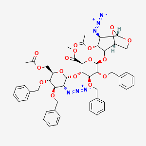 (2S,3S,4S,5R,6R)-Methyl 6-((1R,2S,3R,4R,5R)-3-acetoxy-4-azido-6,8-dioxabicyclo[3,2,1]octan-2-yloxy)-3-((2R,3R,4R,5R,6R)-6-(acetoxyMethyl)-3-azido-4,5-bis(benzyloxy)tertrahydro-2H-pyran-2-yloxy)-4,5-bis(benzyloxy)tetrahydro-2H-pyran-2-carboxylate structure, CAS 99541-27-2